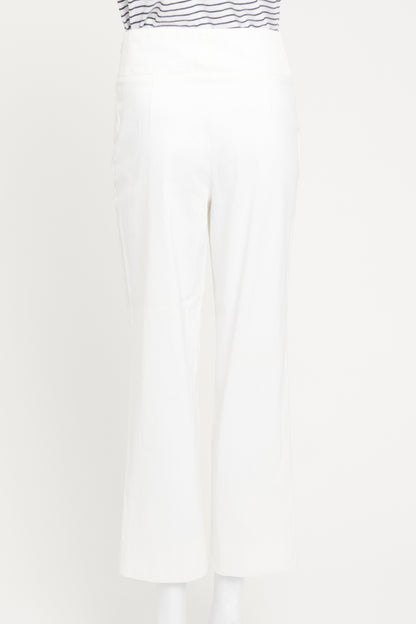 2009 White Preowned Textured Trousers