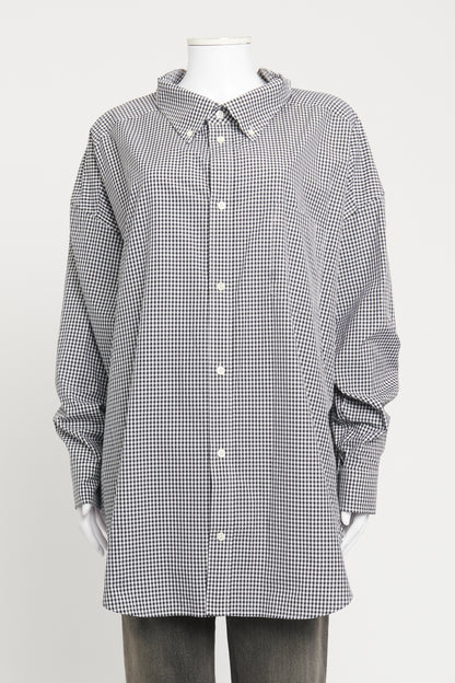 Grey Preowned Oversize Checkered Shirt