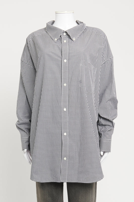 Grey Preowned Oversize Checkered Shirt