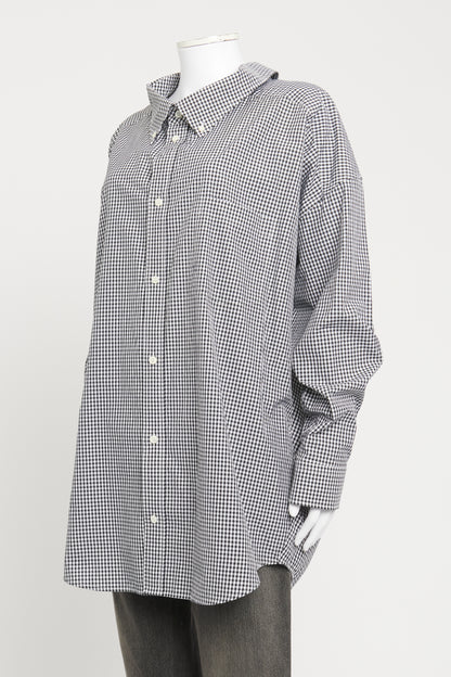 Grey Preowned Oversize Checkered Shirt