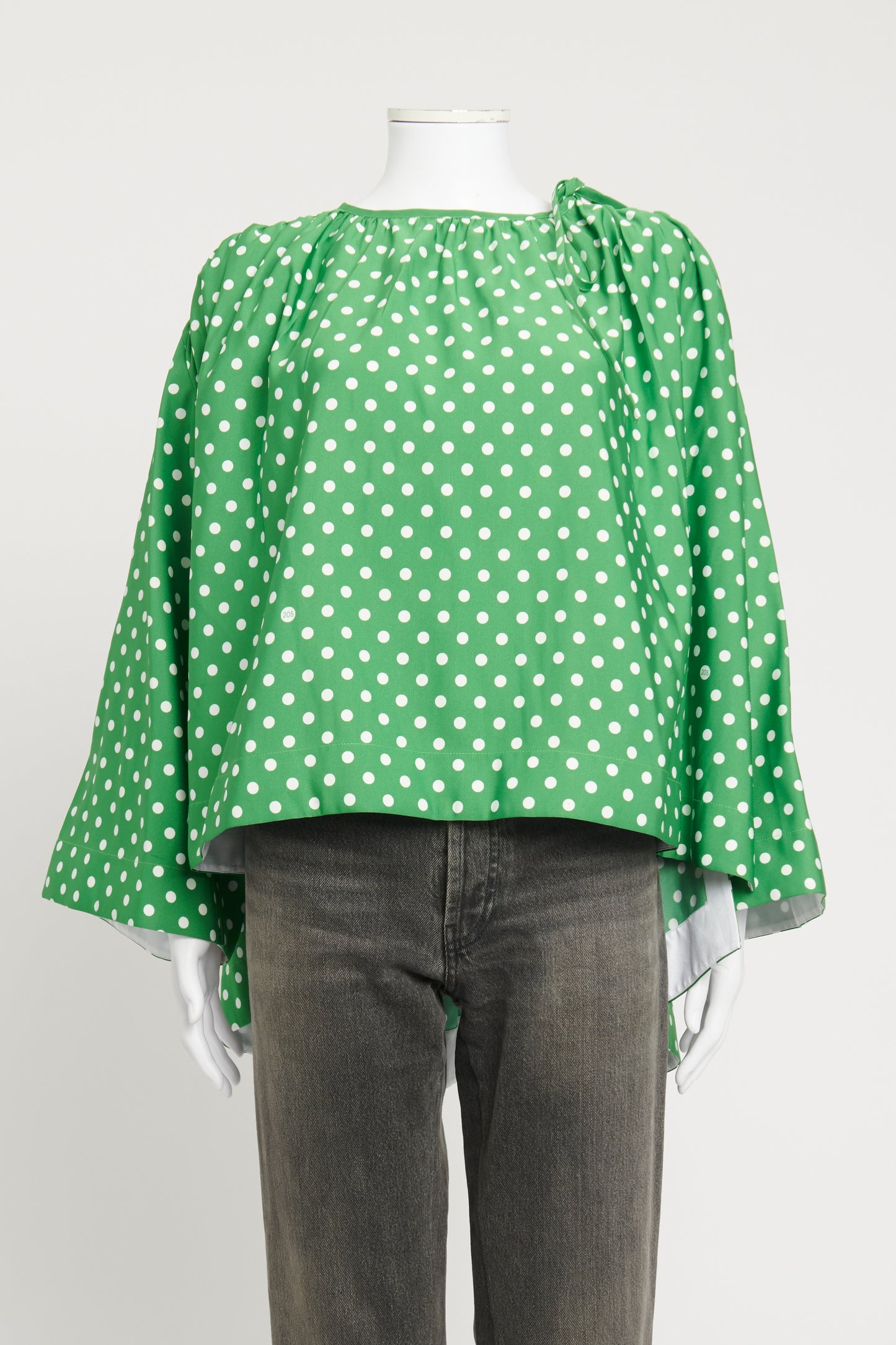 Green Polka Dots Pattern Preowned Blouse