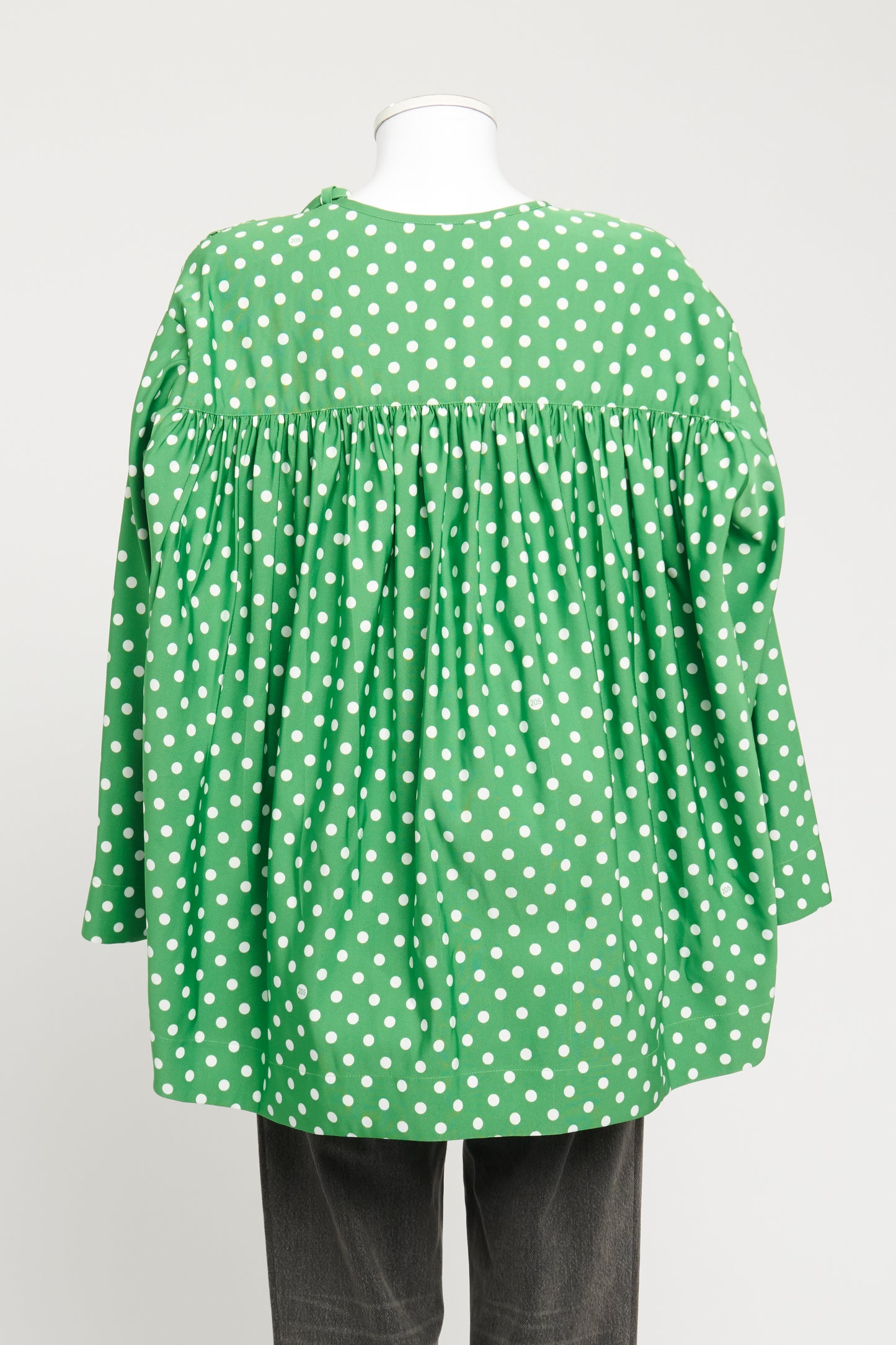 Green Polka Dots Pattern Preowned Blouse