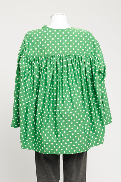 Green Polka Dots Pattern Preowned Blouse