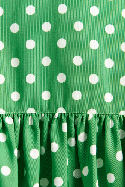 Green Polka Dots Pattern Preowned Blouse