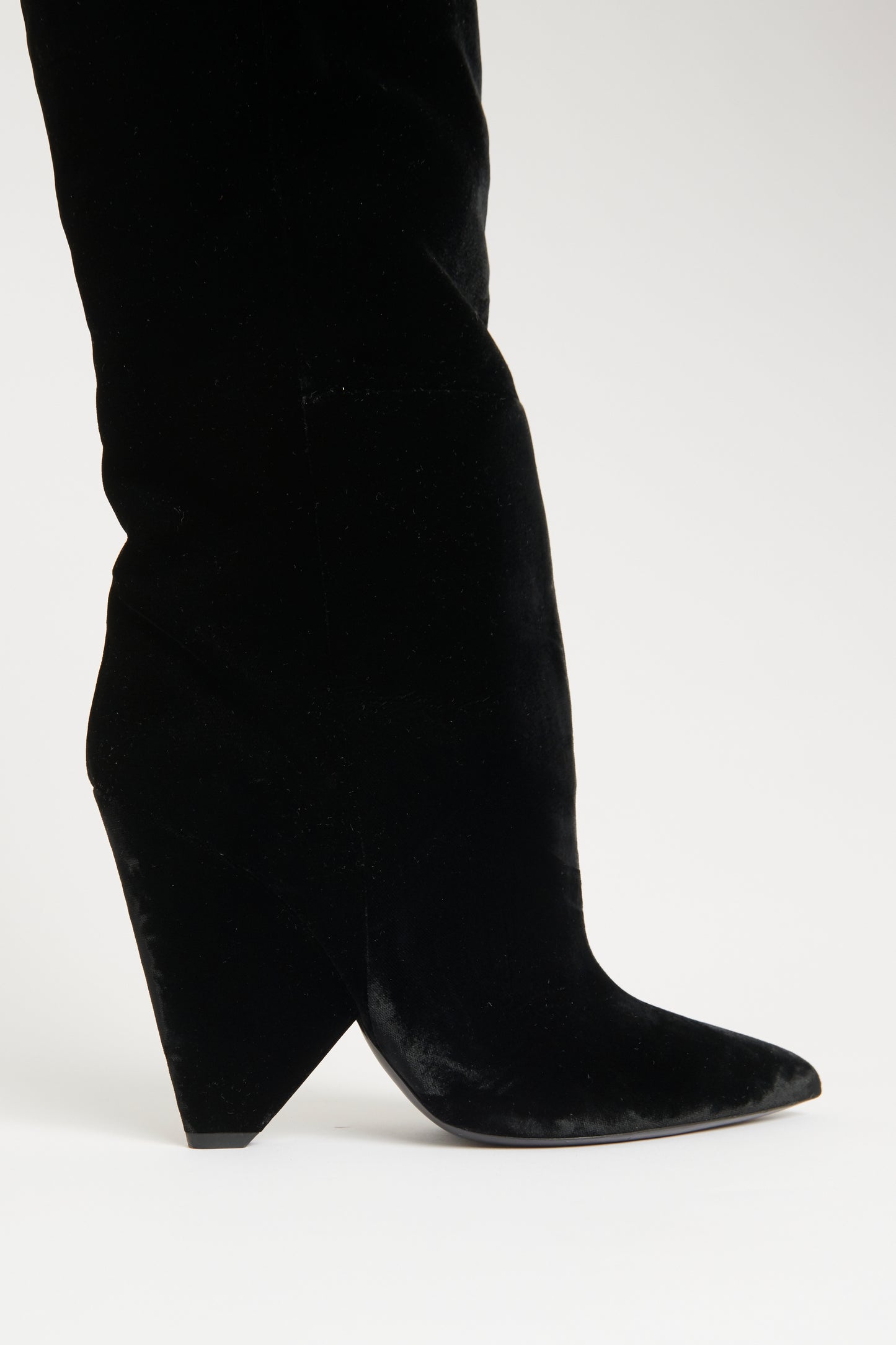 Black Velvet Niki Thigh High Preowned Boots