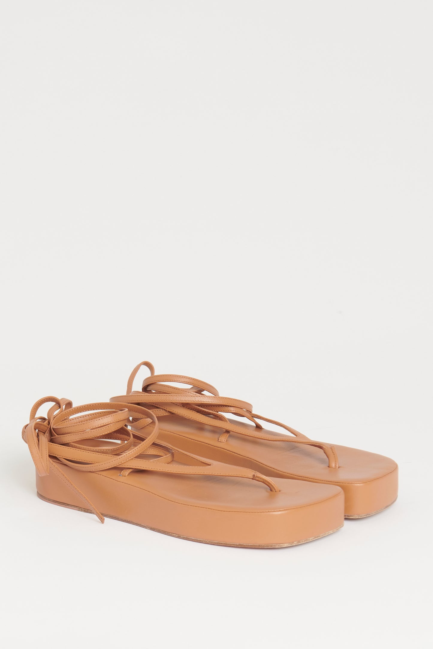 Brown Leather Jamie Lace Up Preowned Sandals