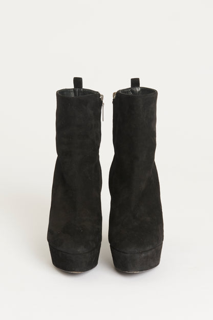 Black Suede Candy Platform Preowned Ankle Boots