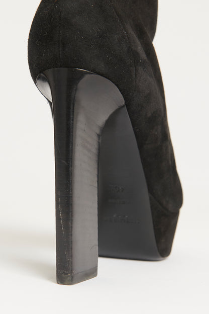 Black Suede Candy Platform Preowned Ankle Boots