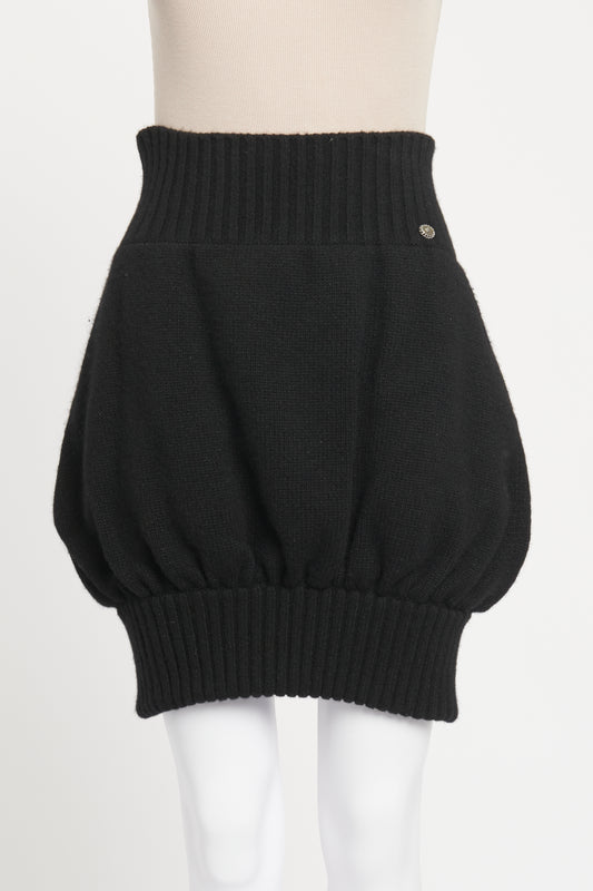 Black Cashmere Bubble Preowned Mini Skirt