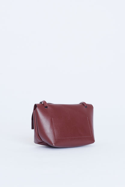 Burgundy Leather Mini Flap Preowned Bag