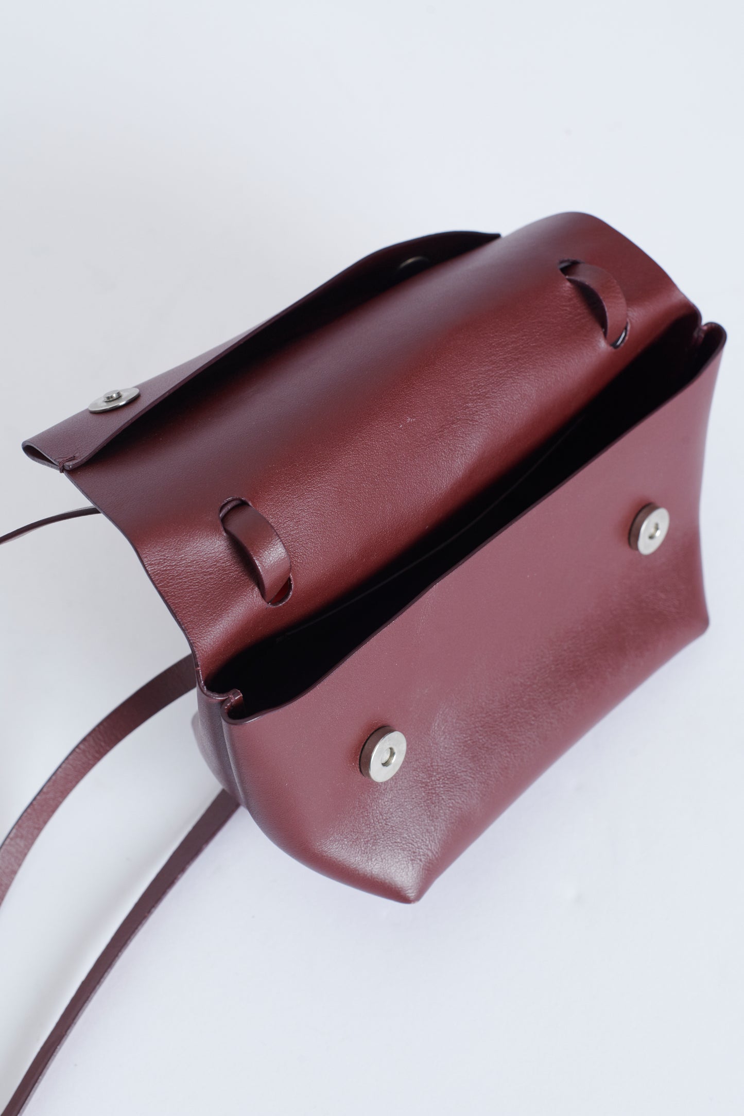 Burgundy Leather Mini Flap Preowned Bag