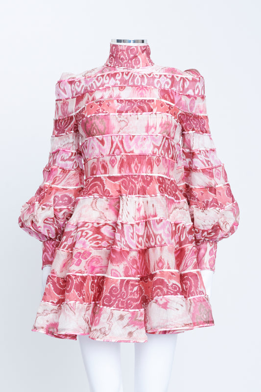 Pink Printed Mini Dress