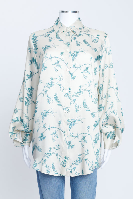 Mulberry Off-White Printed Silk Shirt Dress