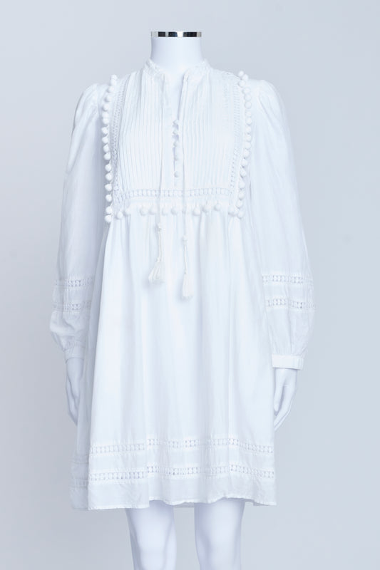 White Cotton Broderie Anglaise Mini Dress