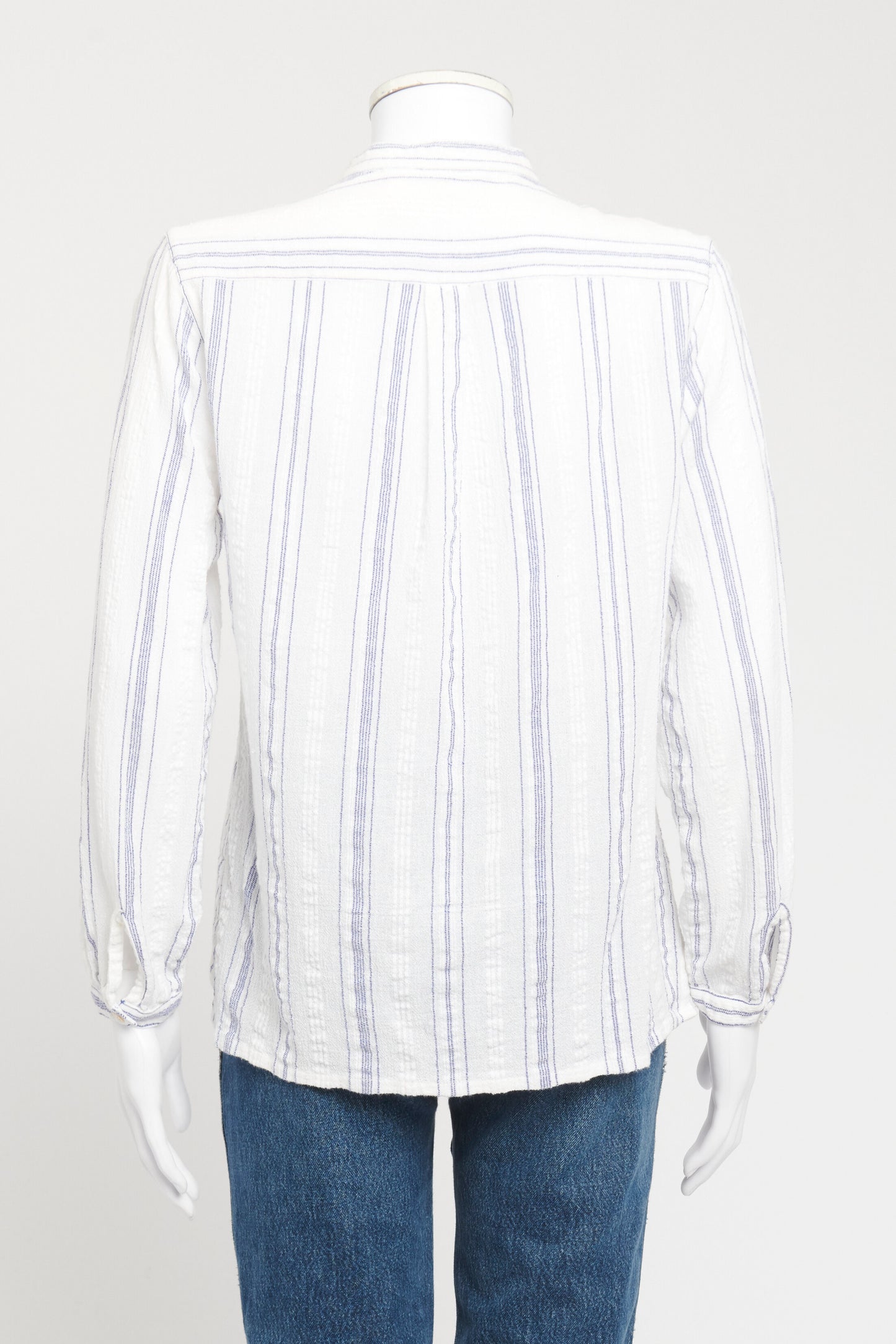 White Cotton Preowned Long Sleeved Blouse