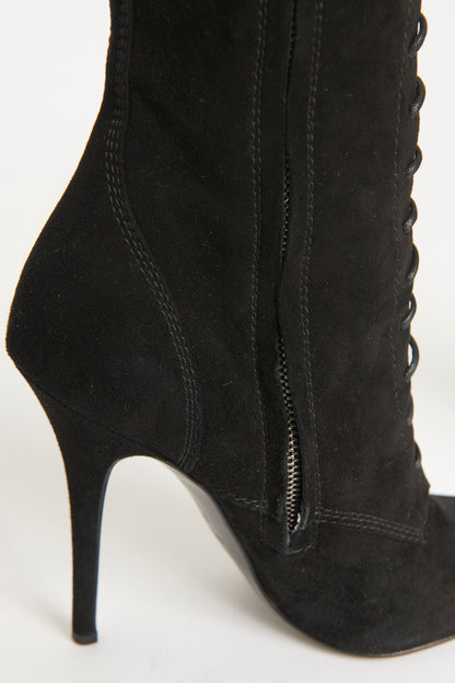 Black Suede Preowned Lace Up Boots