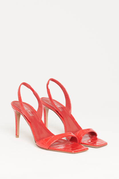 Red Glossy Embossed Preowned Heels