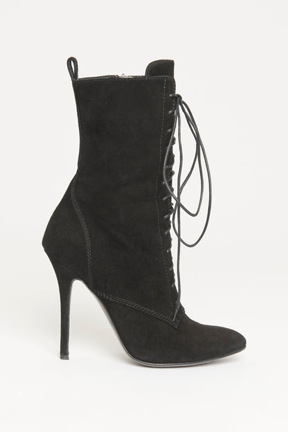 Black Suede Preowned Lace Up Boots