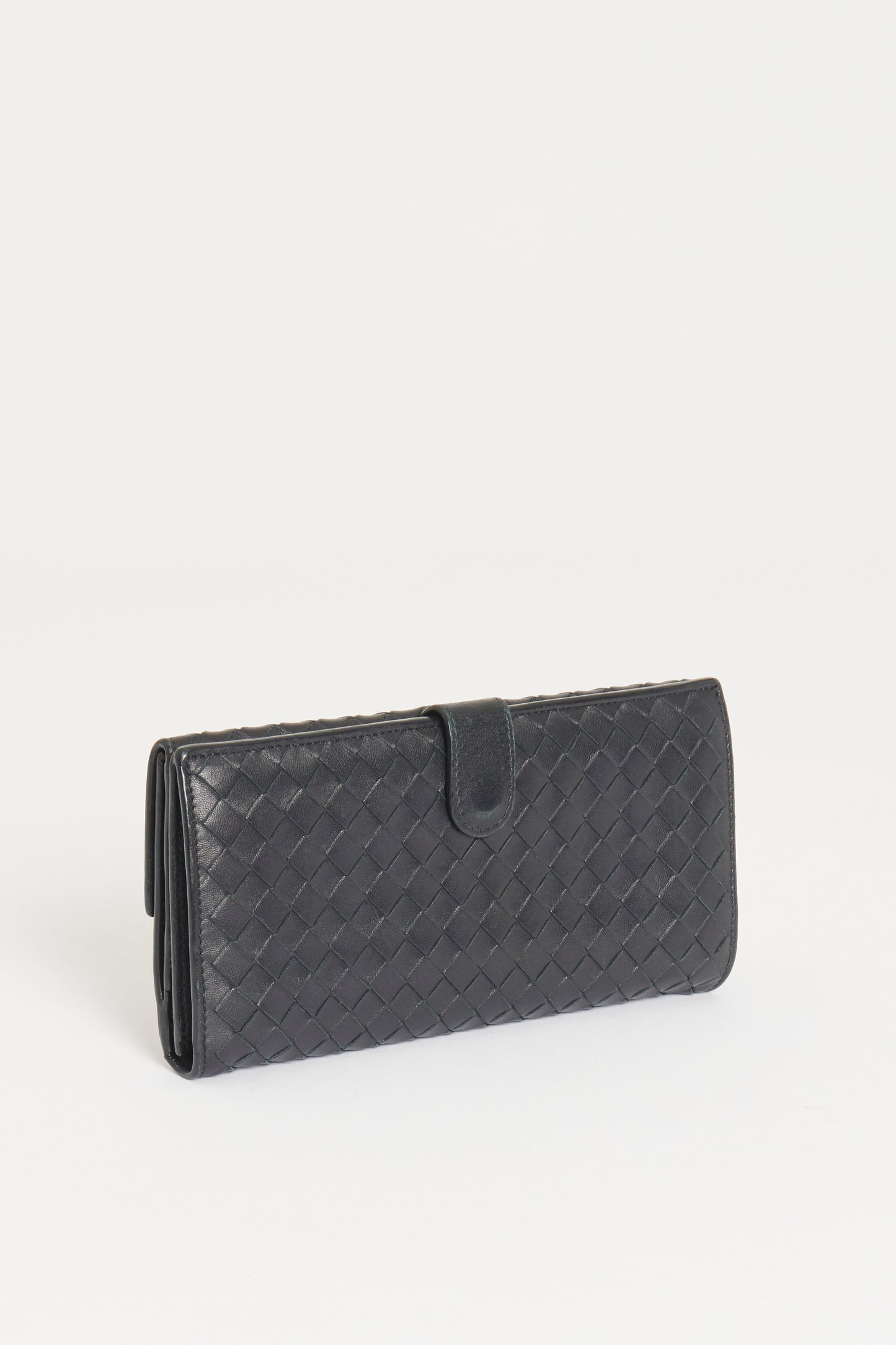 Navy Leather Preowned Flap Wallet