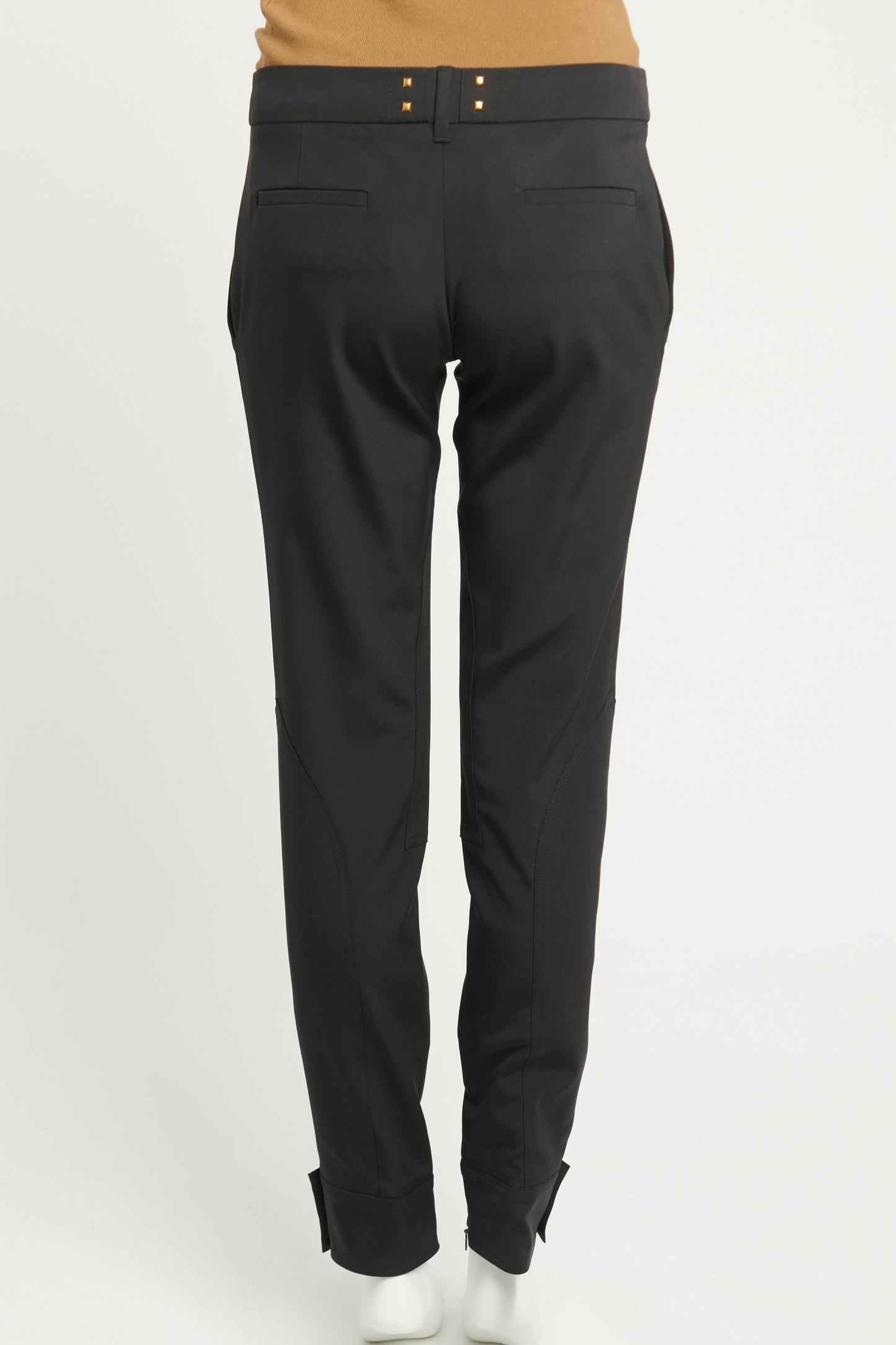 Black Silk Blend Preowned Studded Trousers