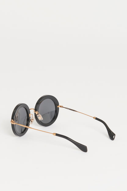 Black Acetate Preowned Rounded Sunglasses
