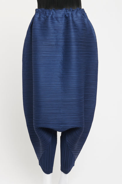 Blue Polyester Preowned Dropped Crotch Culottes