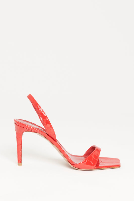 Red Glossy Embossed Preowned Heels