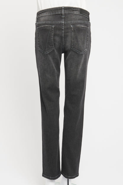 Grey Cotton Preowned Washed Skinny Jeans