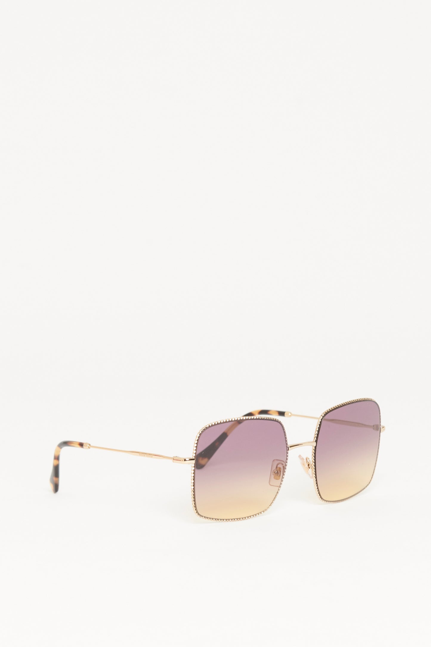 Gold Tone Metal Preowned Square La Mondaine Sunglasses