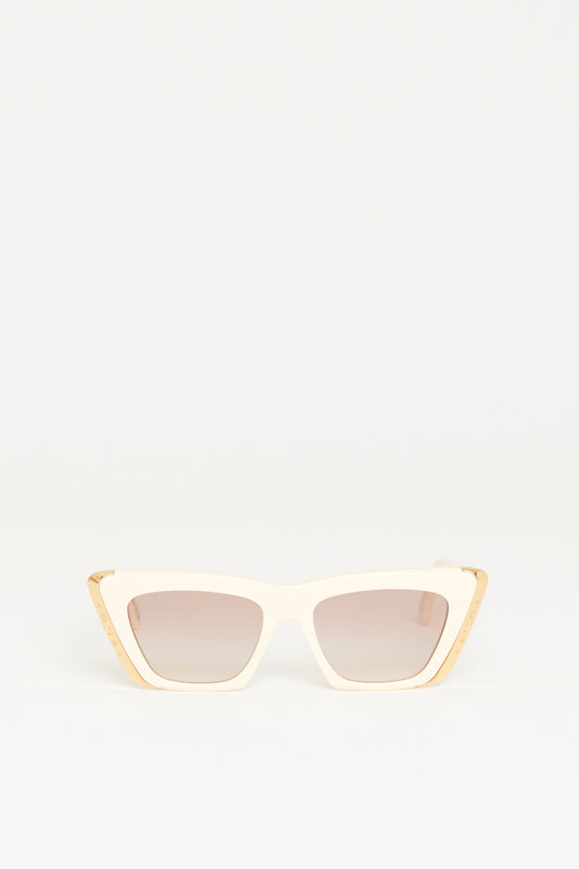 Cream Acetate Preowned Moon Cat Sunglasses
