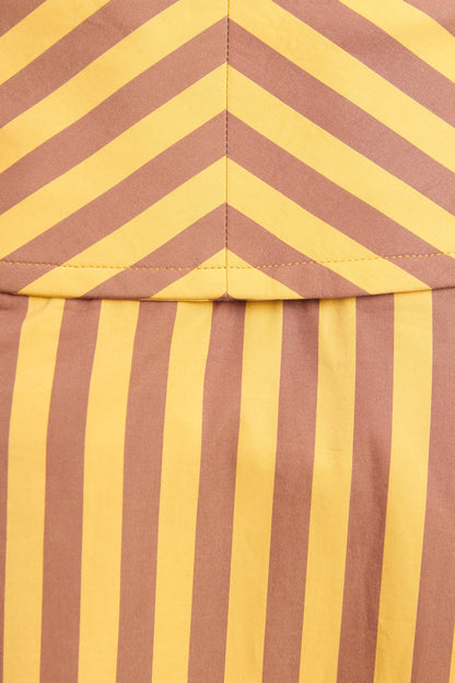 Yellow and Brown Striped A-line Preowned Skirt