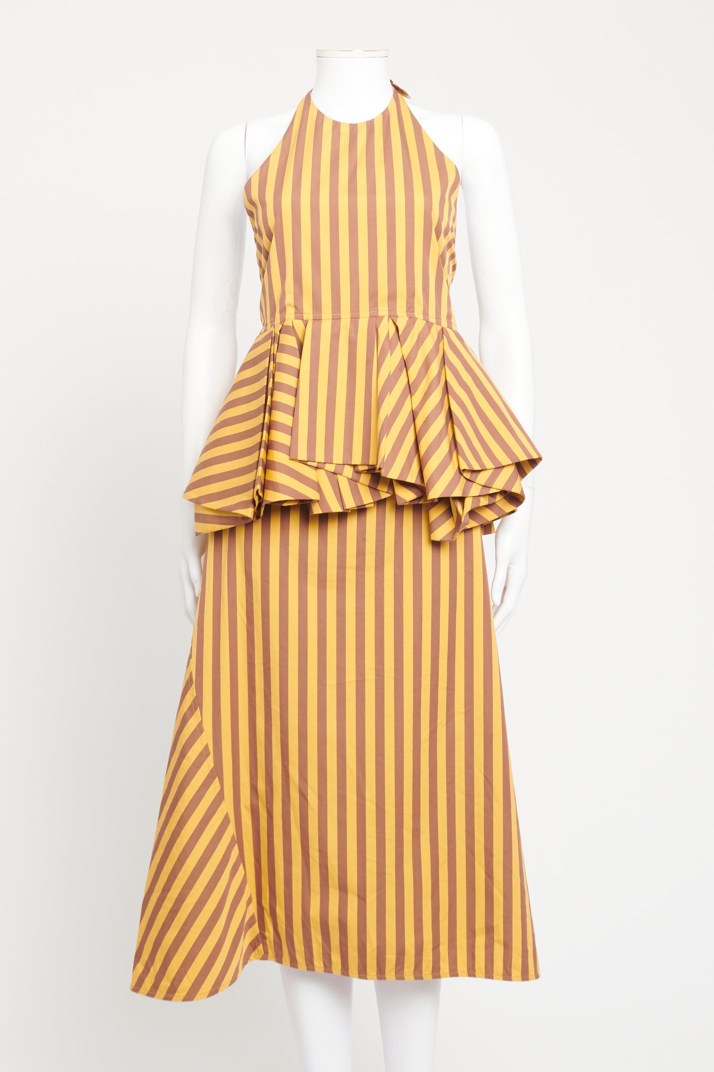 Yellow and Brown Striped A-line Preowned Skirt