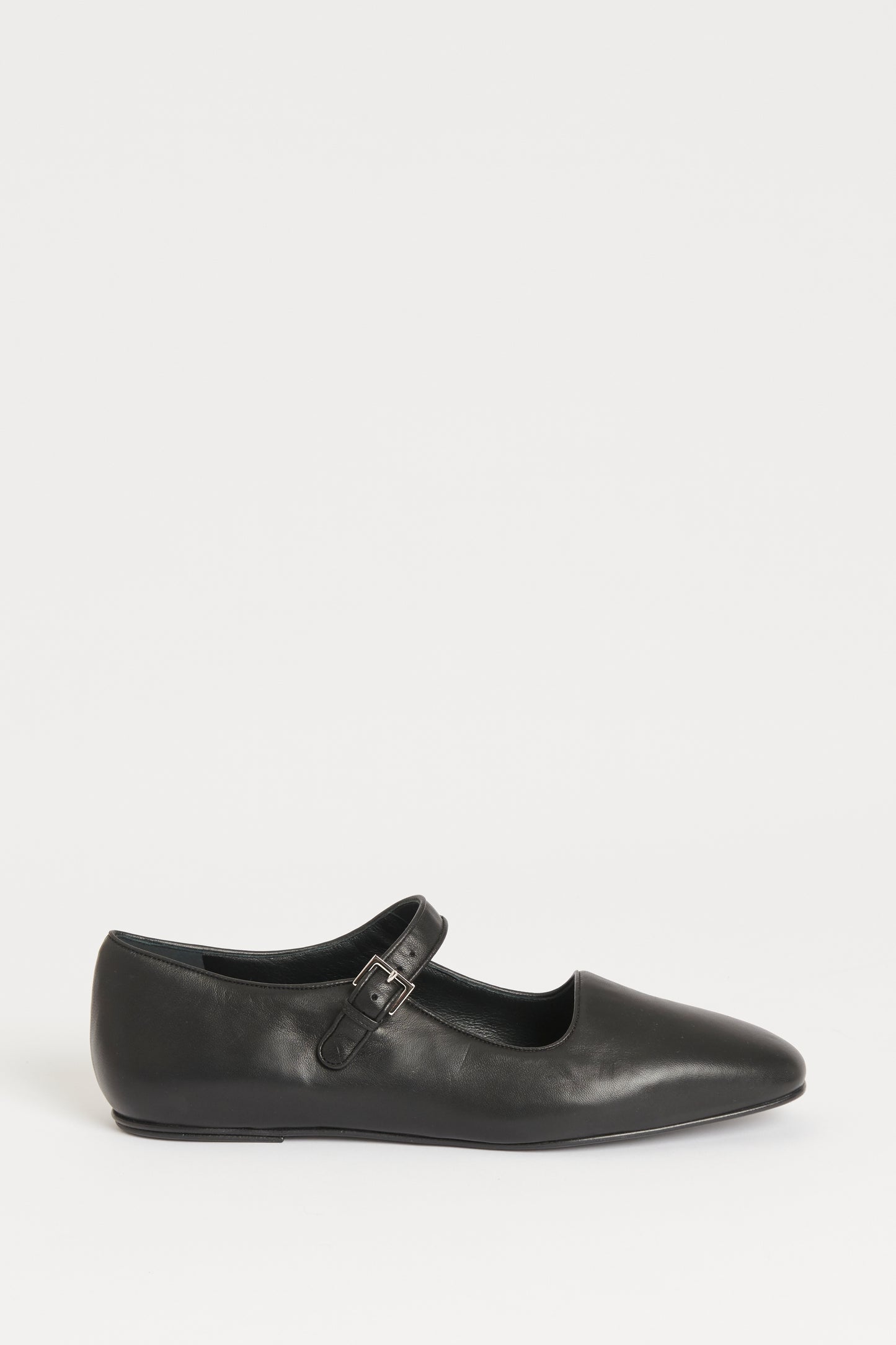 Black Leather Preowned Ava Ballet Flats
