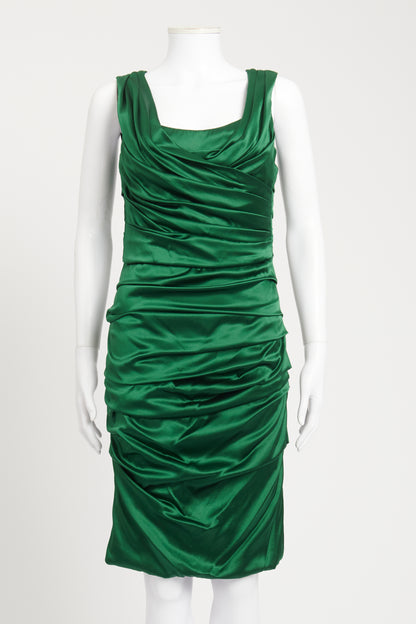 Emerald Gathered Preowned Knee Length Dress