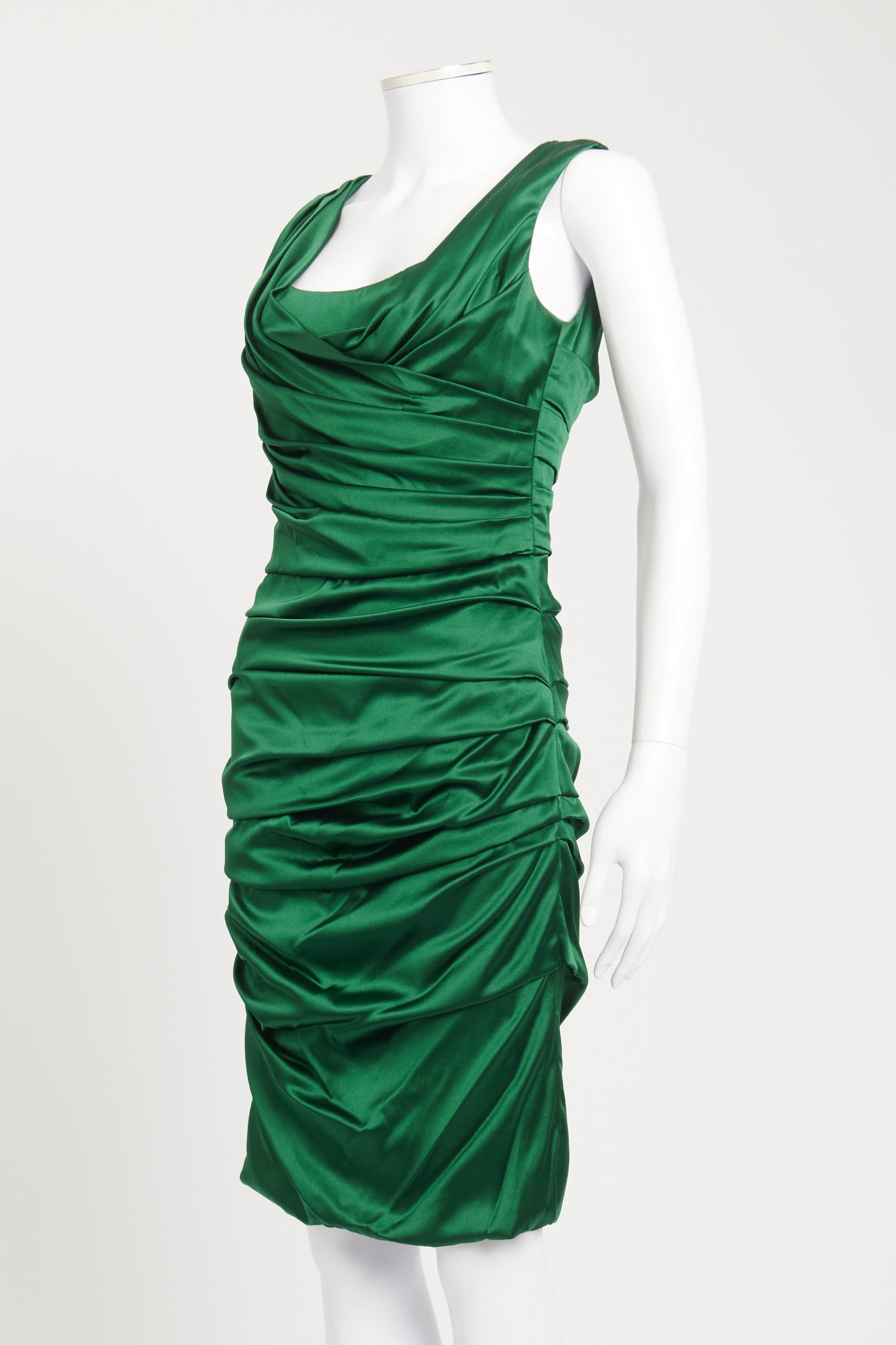 Emerald Gathered Preowned Knee Length Dress