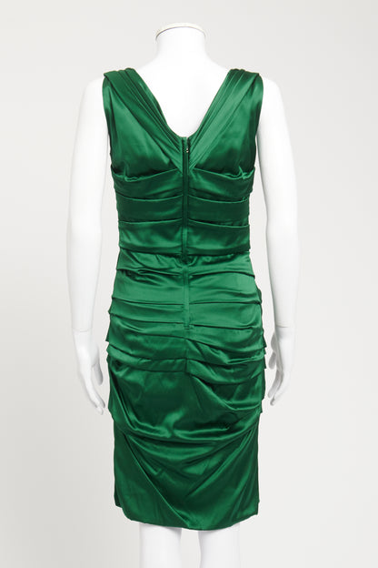 Emerald Gathered Preowned Knee Length Dress