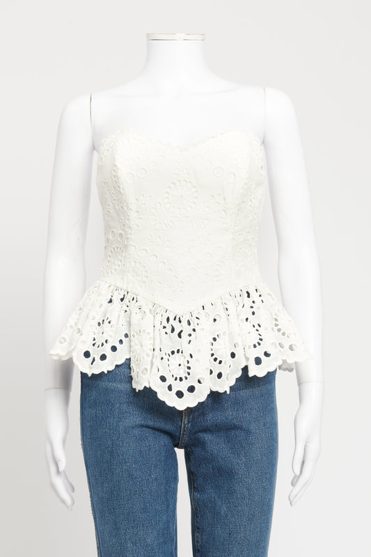 White Broderie Anglaise Preowned Bustier Top