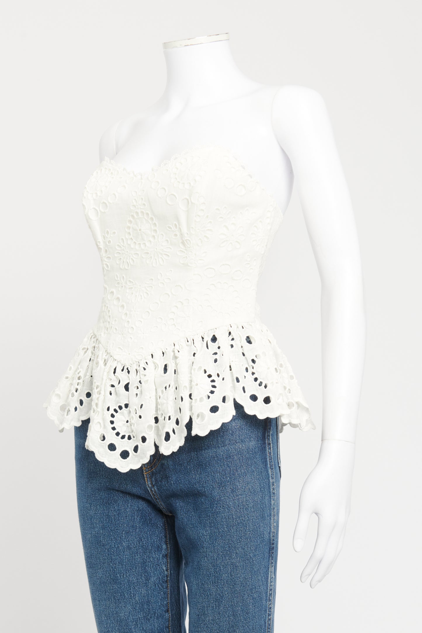 White Broderie Anglaise Preowned Bustier Top