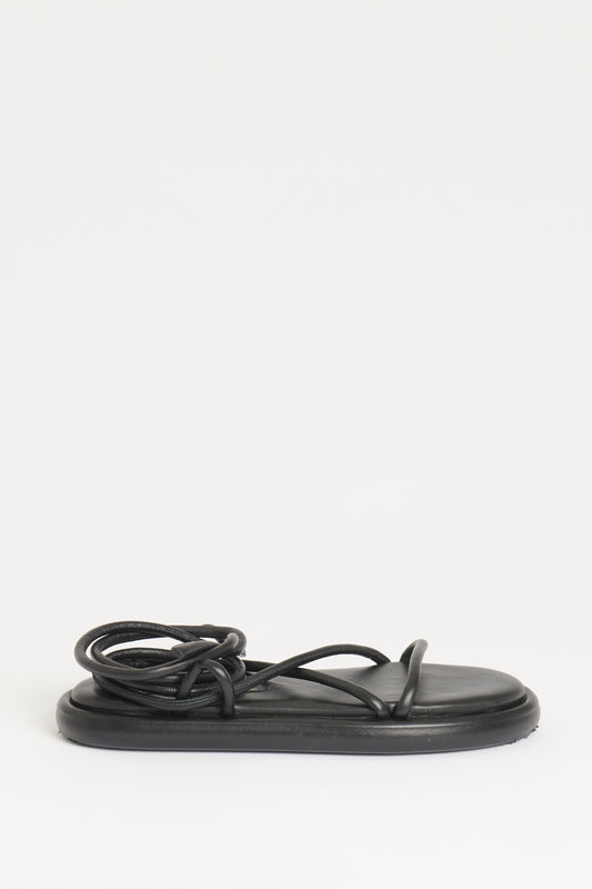 Black Woven Flat Pipe Preowned Sandals