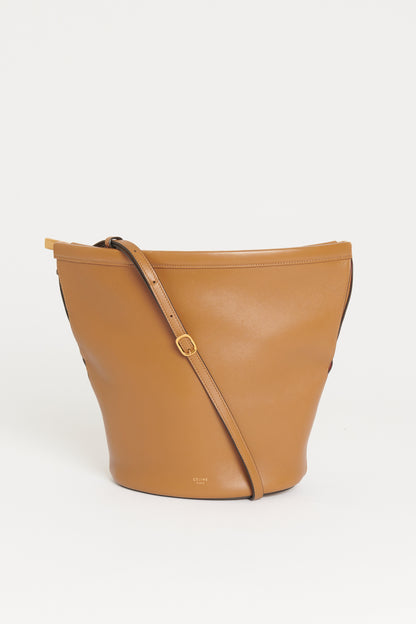 2018 Camel Leather Preowned Clasp Bucket Bag