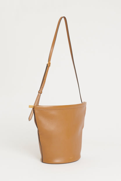 2018 Camel Leather Preowned Clasp Bucket Bag