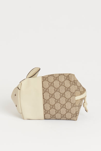 Taupe GG Supreme Preowned Top Handle Mini Bag