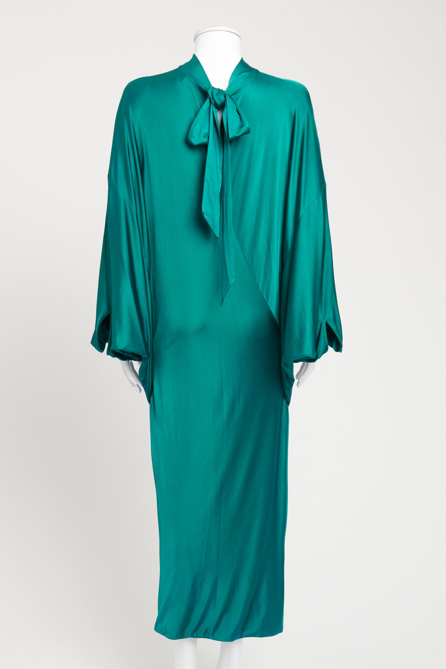 Teal Draped Preowned Midi Dress