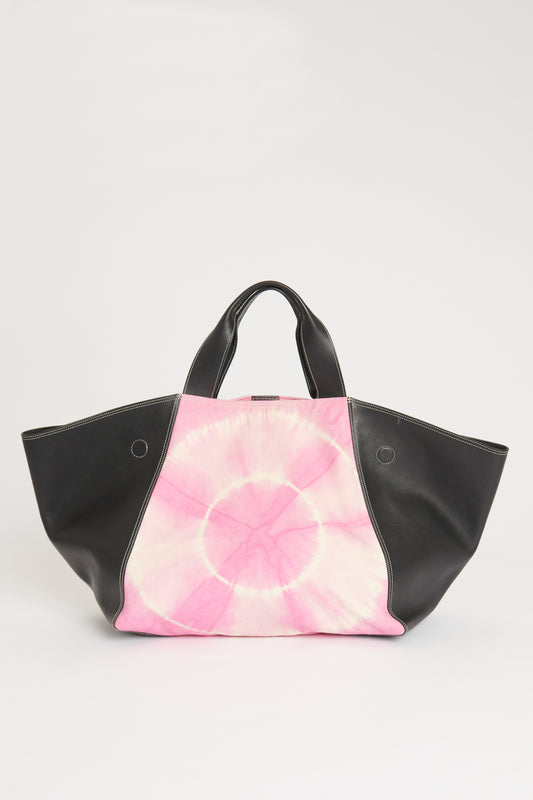 2016 Pink Canvas and Leather Preowned Frame Tote Bag