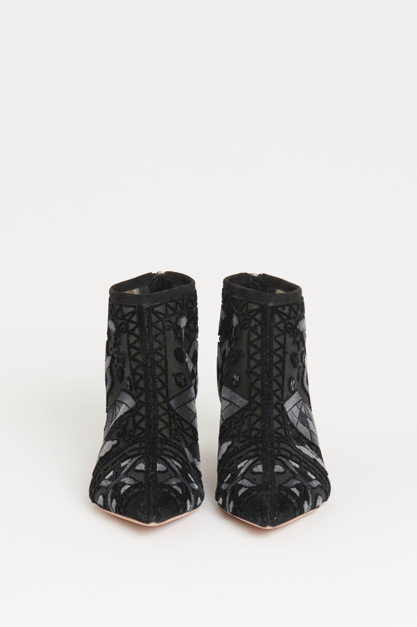 Black Preowned Mesh Ankle Boots