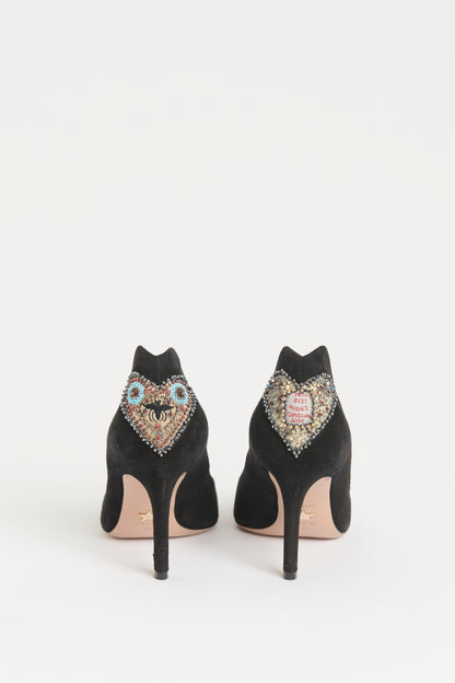 2017 Black Suede Embellished Preowned Pumps