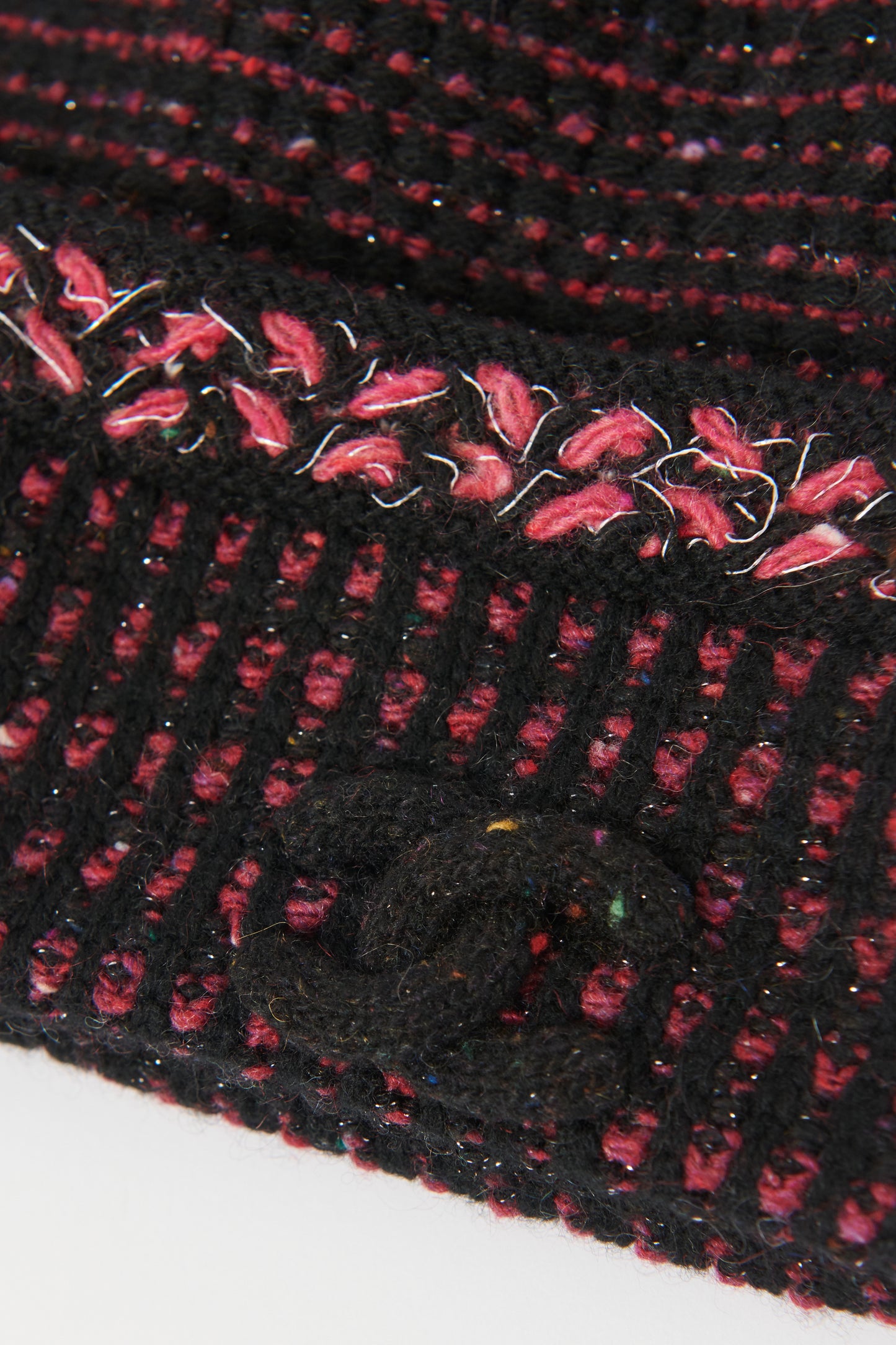 Black and Pink Preowned Cashmere Blend Hat and Scarf Set