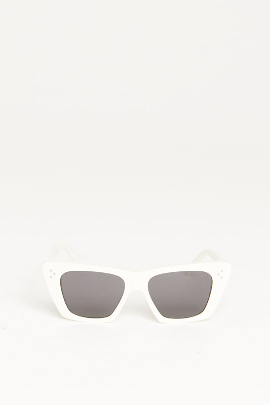 White Acetate Cat Eye Preowned Sunglasses
