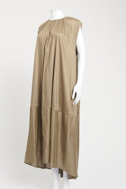Green Lyocell Preowned Tiered Maxi Dress