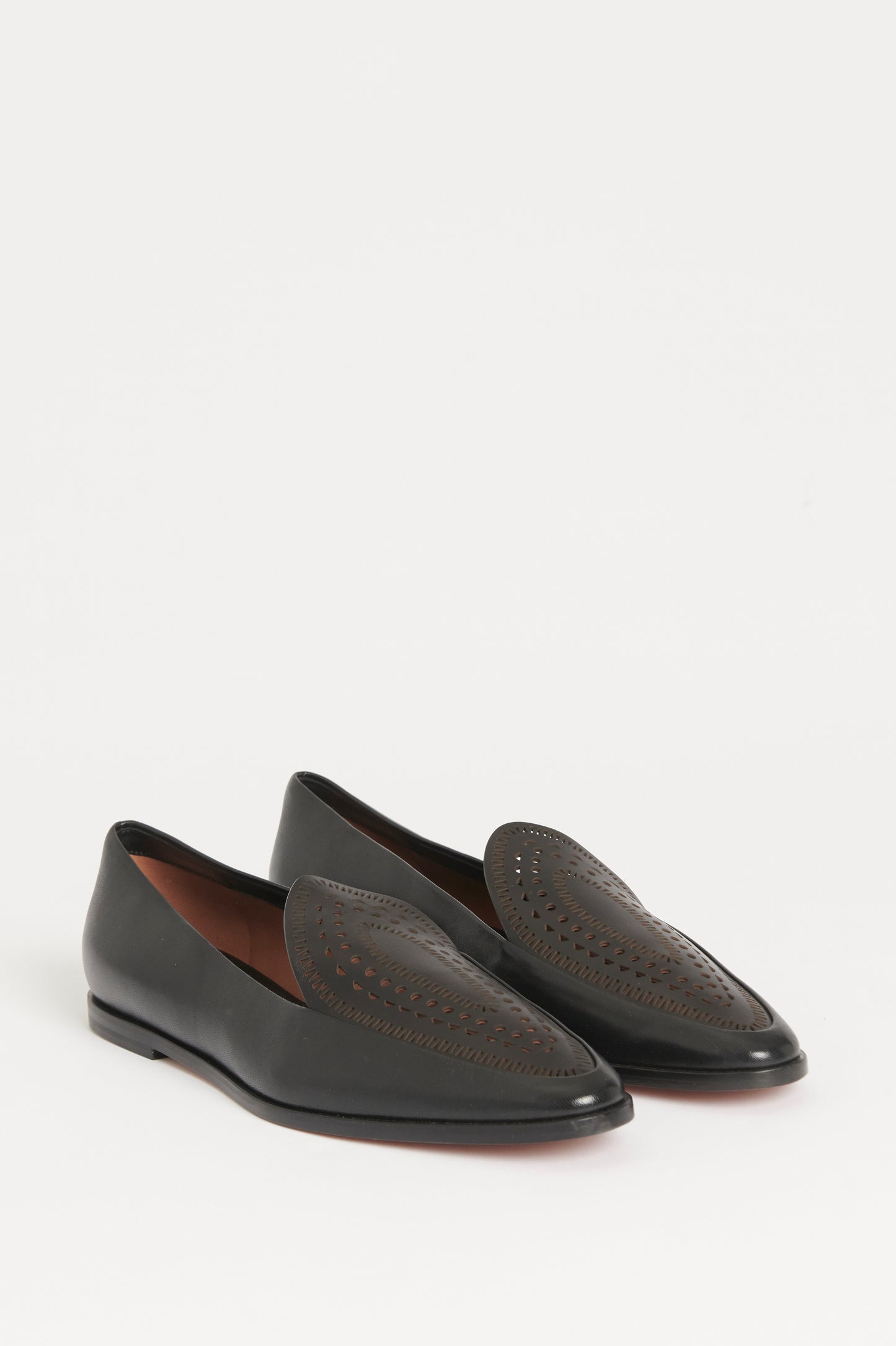 Black Perforated Preowned Loafers